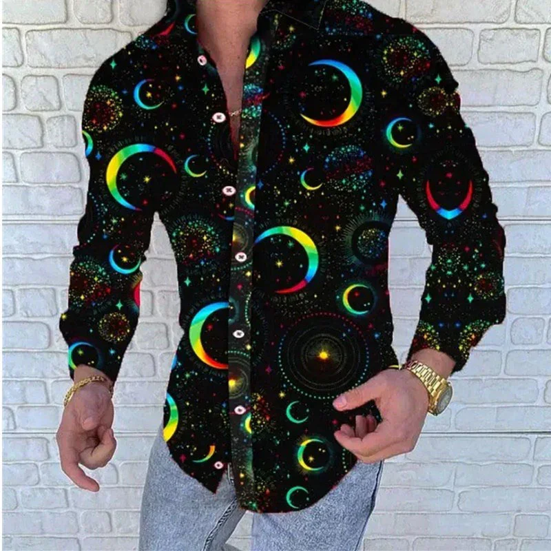 Camisas de manga larga 3D para hombre, ropa de calle informal a la moda, primavera y otoño