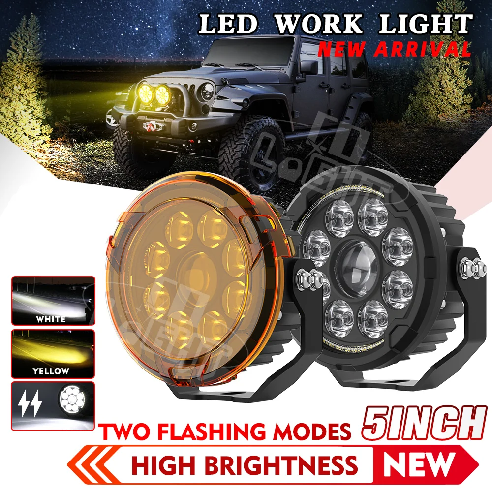 UNI-SHINE 4.5 بوصة دراجة نارية مستديرة LED ضوء العمل الأضواء الضباب مصباح قيادة 6500K 3500K لعربة جولف لاقط رافعة شوكية 12 فولت 24 فولت