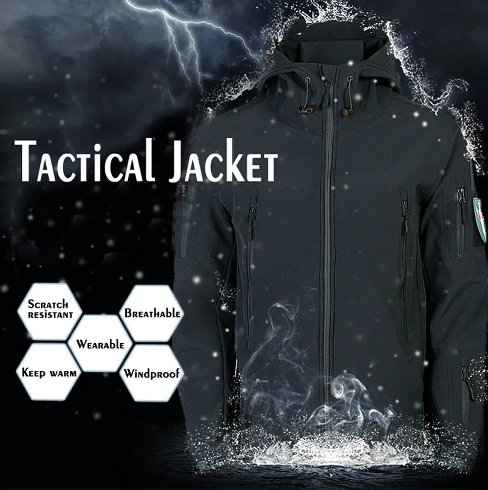 Military Shark Skin Soft Shell Jackets Men Tactical Windproof Waterproof Jacket Men Army Combat Jackets Mens Hooded Bomber Coats 8 S56cea2c505b141f0a97530de4d6f094bg