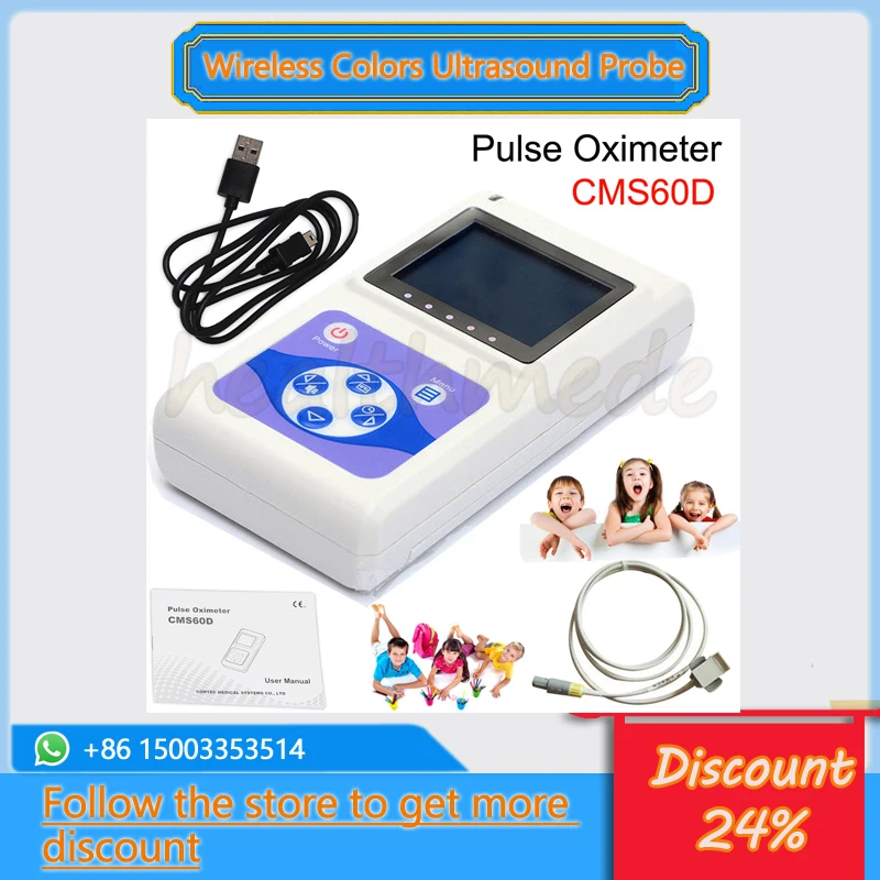 CMS60D Handheld Pulse Oximeter Blood Oxygen Saturation Tester Machine SPO2 PR HR Adult Pediatric Monitor Neonatal ProbeCMS60D Ha