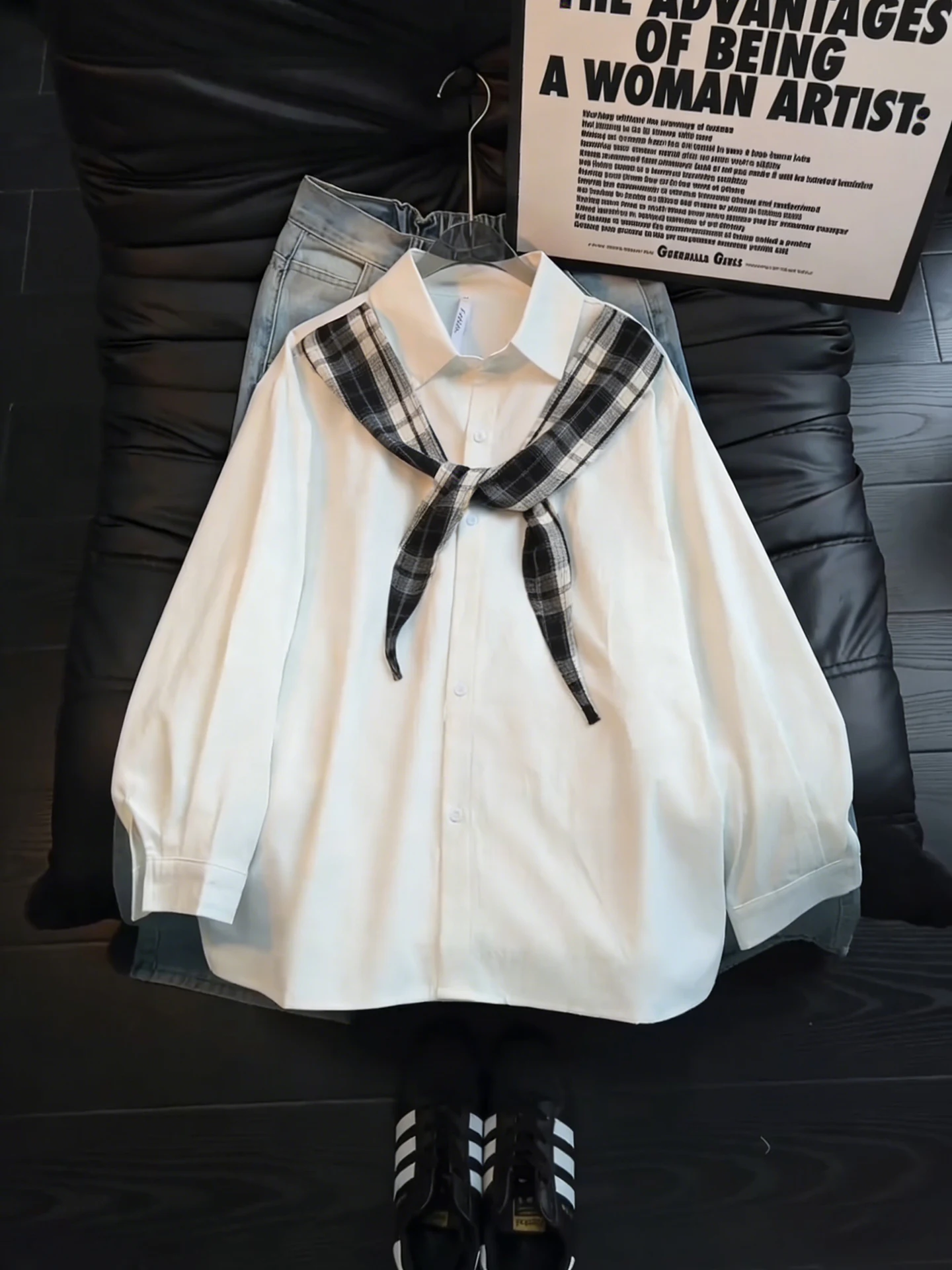 

Plaid irt Casual Men's Spring Trendy Design Sense Fake Two-Piece irt American Retro Outerwear Breathable Long Sve Butt...