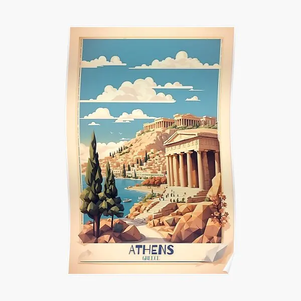 Athens Vintage Grecian Splendor  Poster Modern Home Print Vintage Picture Mural Painting Funny Art Decor Decoration No Frame