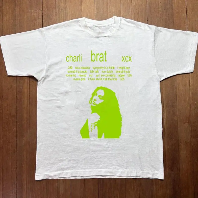 

Charli Xcx Белая футболка с музыкой для влюбленных, хлопок, полный размер