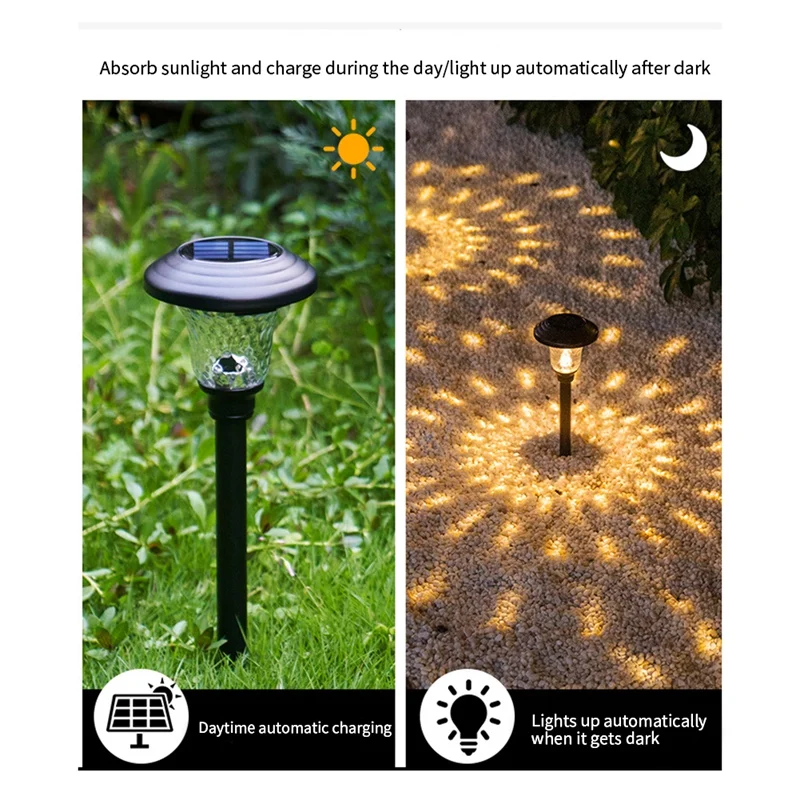 Luci solari per percorsi da 6 pezzi Luci esterne in vetro per esterni in acciaio inossidabile, luci solari impermeabili a LED da 10 lumen per il giardino durevole