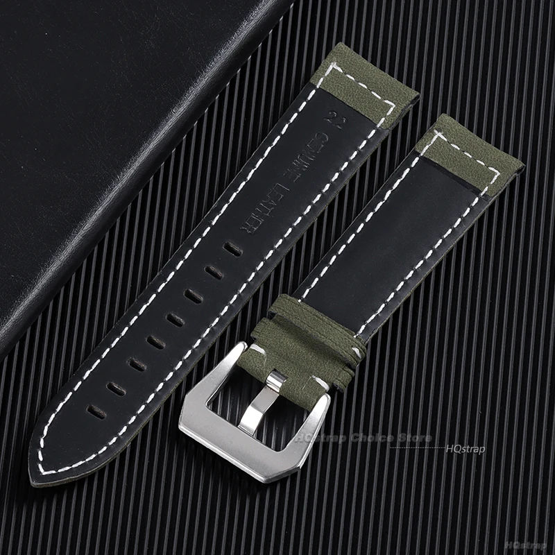 男性と女性のための本革の時計バンド,黒,青,灰色,茶色,パネライ,18, 20,22,24mm