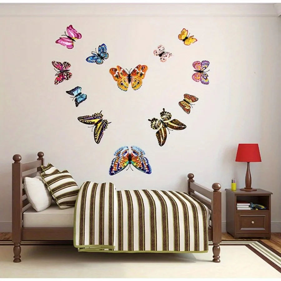 12PCS  Luminous Fridge Magnets 3D Butterfly Design Decal Art Stickers Room Magnetic Home Decor DIY Wall Decoration Newest