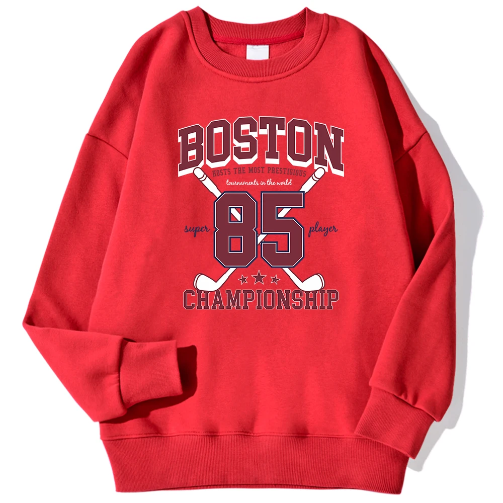 Boston 85 Players Championship Printing Men\'S Sweatshirts Autumn Casual Hoodies Loose Warm Pullover Street Trend Sportswears