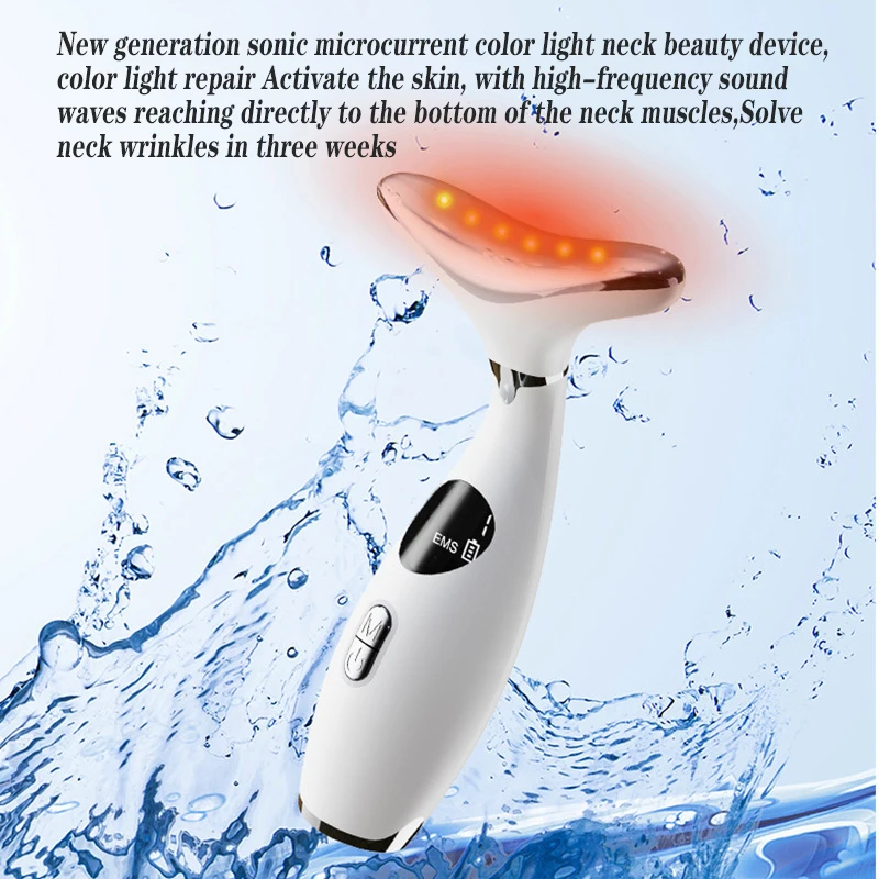 EMS Lights Face Neck Beauty Device Vibration Massage Improve Neck Lines Home Use Face Lifting Machine 3 In 1 Model Anti Wrinkles