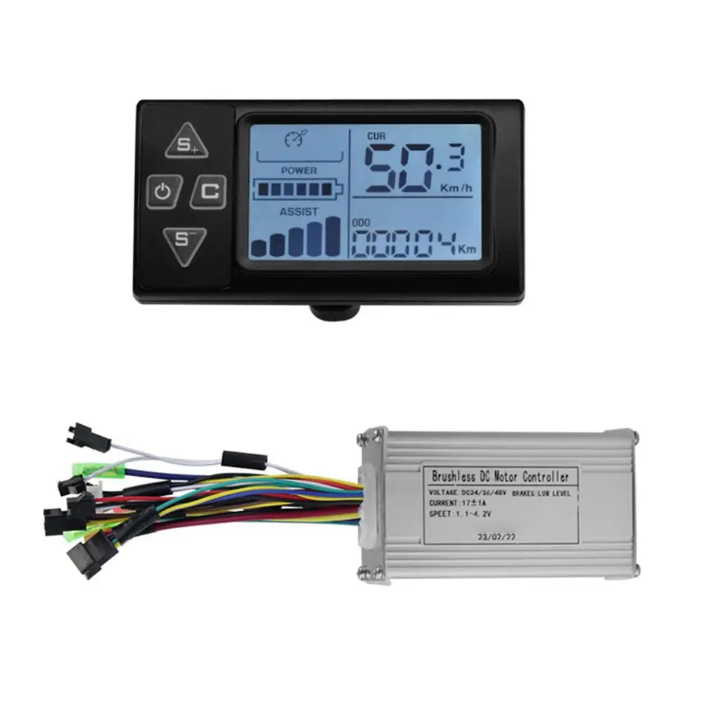 

17A Electric Scooter Brushless Controller 2-pins Display Aluminium Alloy Material Electric Bike Upgrade For Brushless Motor