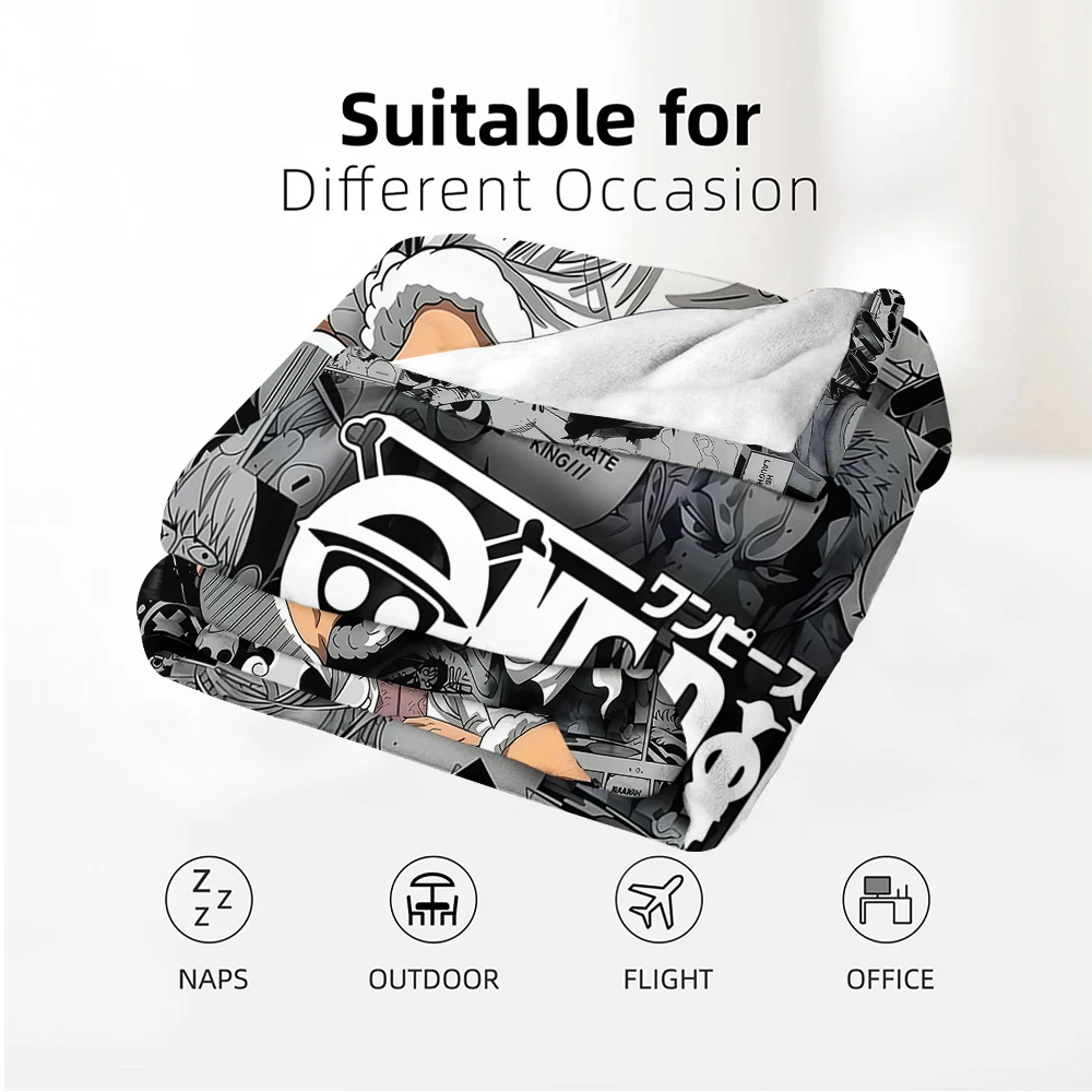 Anime One Piece Luffy Cartoon Anime-Druck Flanelldecke Weiche Warme Decke für Kinderzimmer Sofa Bett Weihnachten Büro Auto – Detail 6