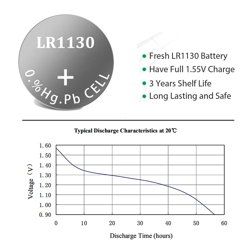 10PC/20PC 0%Hg 1.5V AG10 Button Cell Batteries LR1130 1130 389A LR54 L1131 Battery Replace SR1130 G10 SR626SW Watch Battery