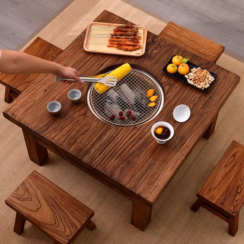 #Modern solid wood stove coffee table with 1 year warranty, suitable for bed and breakfast courtyard carbon stove barbecue hot