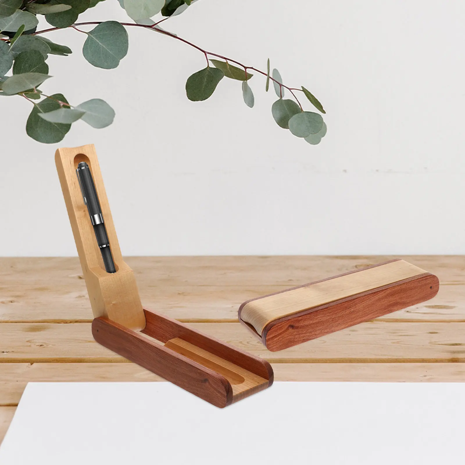 

Wooden Pen Box Wear-Resistant Protective Pencil Case Smooth Lining Pen Organizer Portable Pencil Holder Gift Box