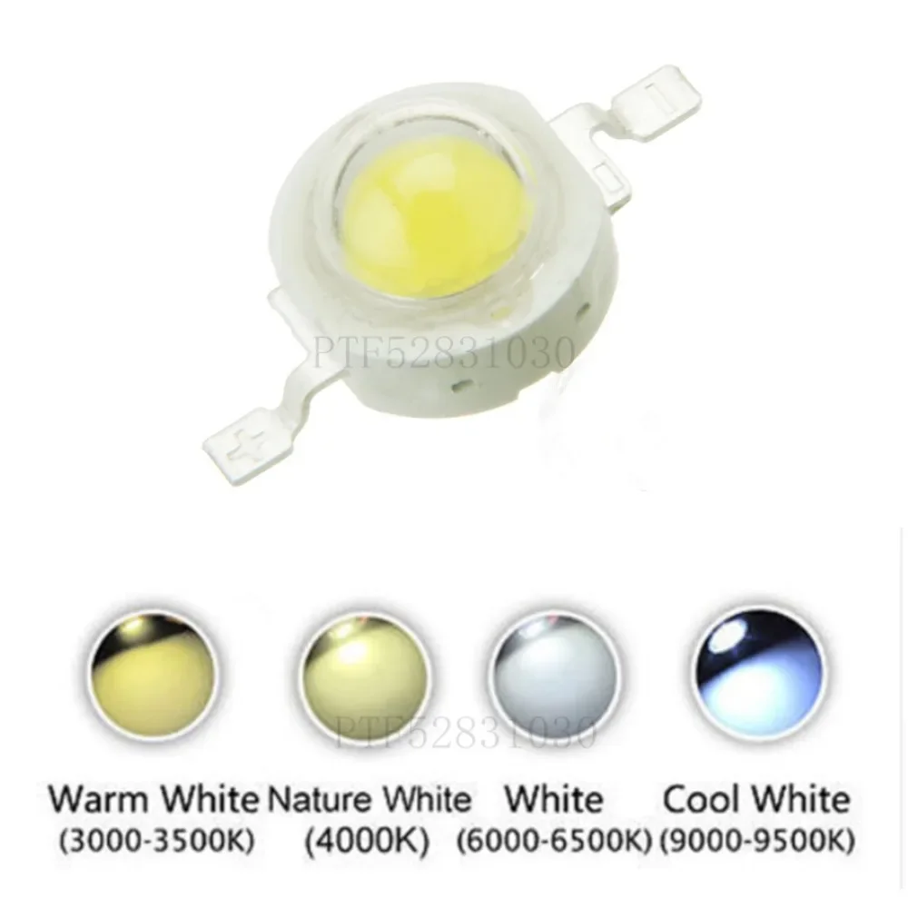 Lot 10 20 50 100pcs1W 3W Cool/Pure White Warm White Cold White 200~260LM LED Emitter Light Lamp 3000k 4500k 10000k 20000k 30000k