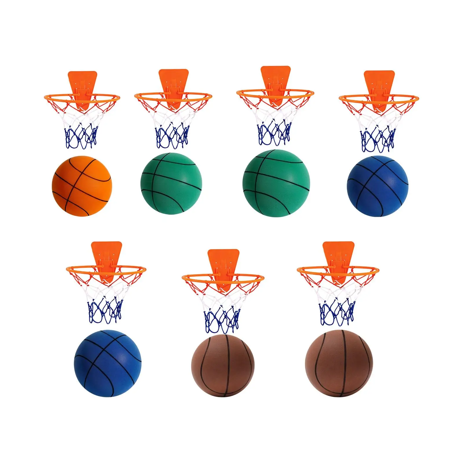 Silent Basketball with Basket Silent Children's Sports Ball Interaction Toy