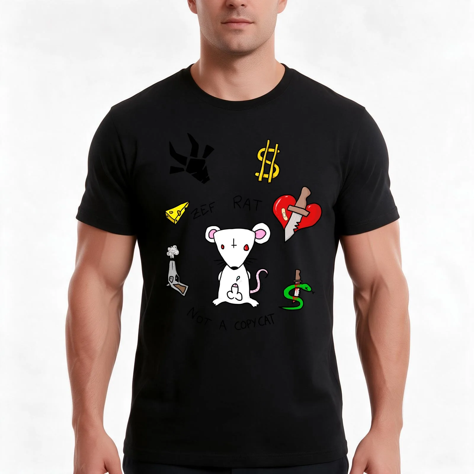 ZEF RAT, NOT A COPYCAT! T-Shirt, Summer Casual Cotton Tee, Oversized Streetwear Tops, Vintage Graphic Print, Unisex Men Women