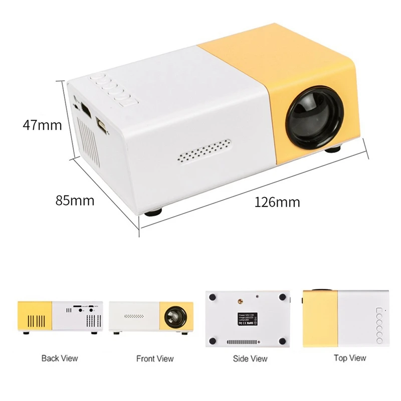 School Season Multi-Functional Classroom Mini Projector Easy Carrying With EU Plug,Blue-White