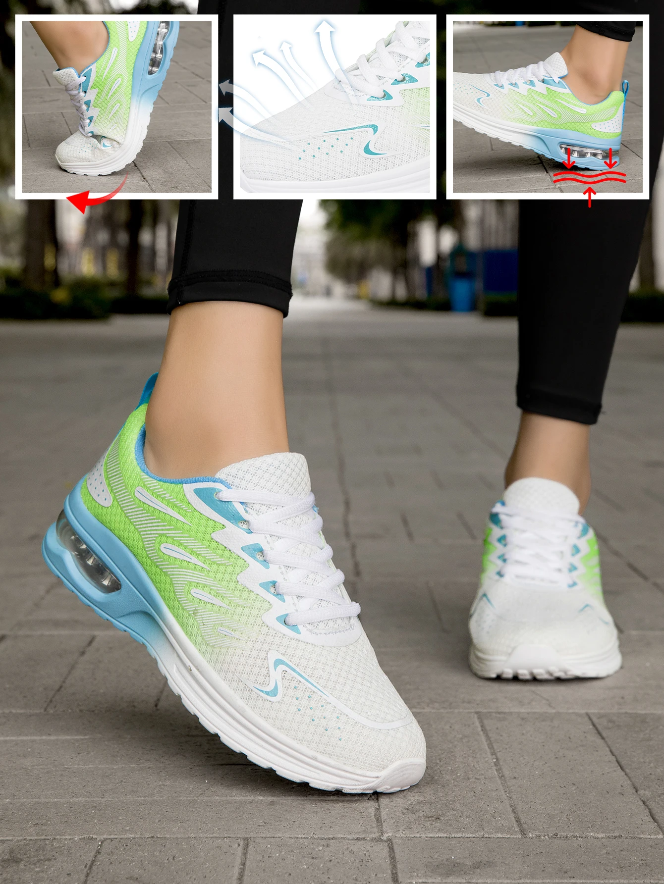 

Новые летние женские кроссовки на воздушной подушке, дышащие легкие удобные кроссовки с сеткой, противоскользящие спортивные кроссовки