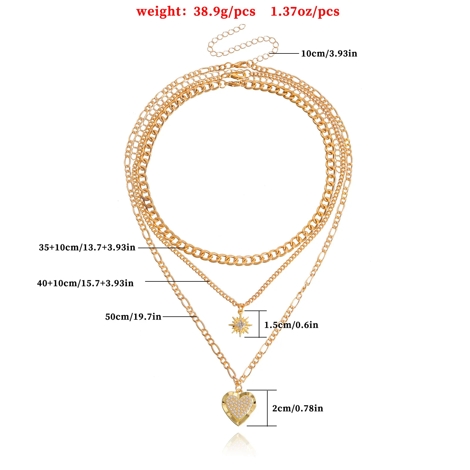 Collar de gargantilla de corazones para mujer, cadena de suéter multicapa de Metal, colgante de cristal dulce, joyería linda, regalo para niña, nueva moda