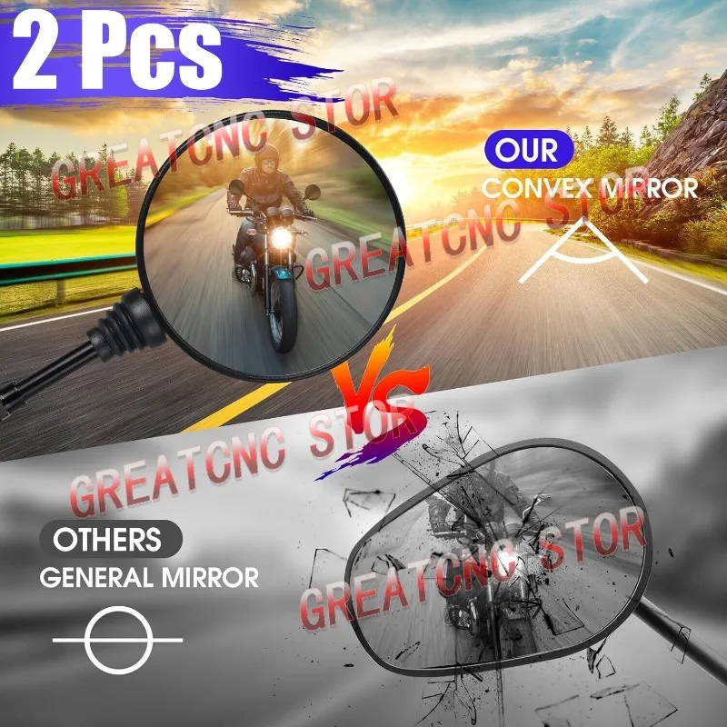 A Pair Black Universal Mirror Motorcycle Rearview Mirror Anti-fall Folding Round Mirror Motorcycle Side Mirror