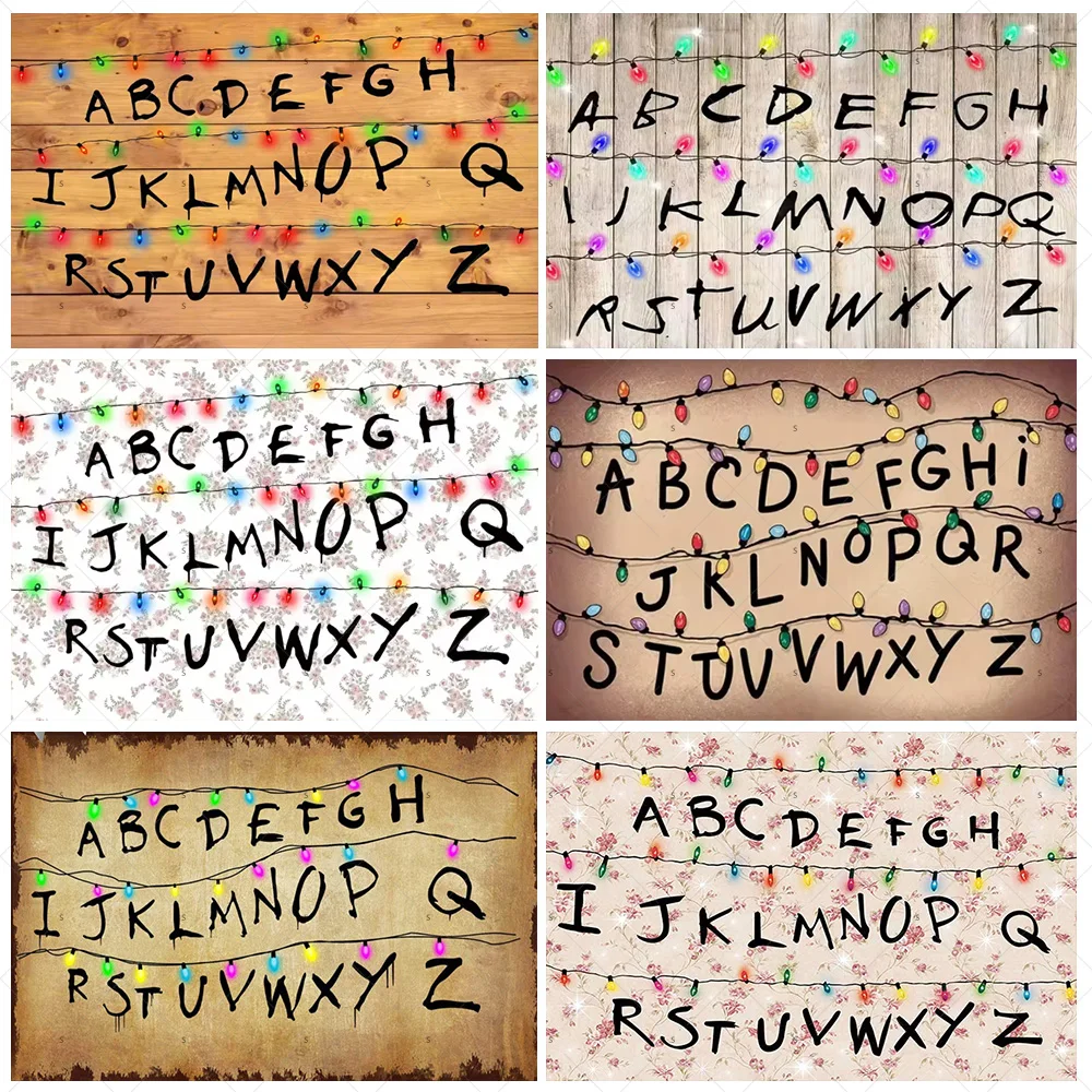 

Luminous Letter String Light Background Stranger American TV Drama Backdrop Supplies Birthday Party Decoration Photo Shoot Props
