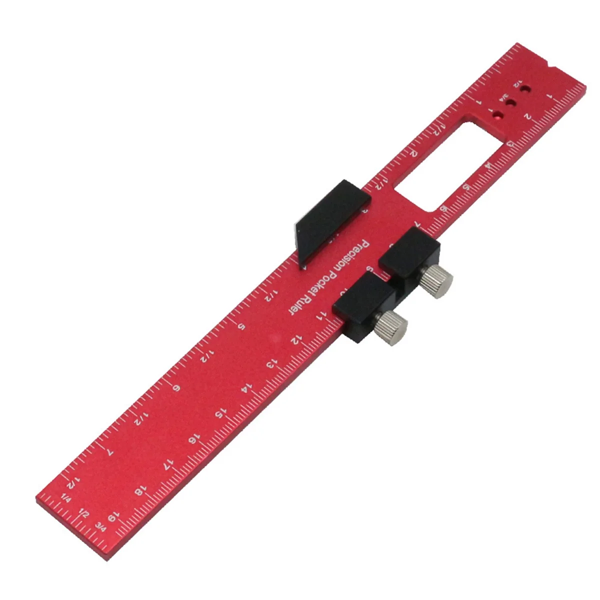 AT16 Woodworking Tools Ruler - Pocket Ruler Layout Tool Aluminum Ruler with T-Track Metal Slide Stops 200mm