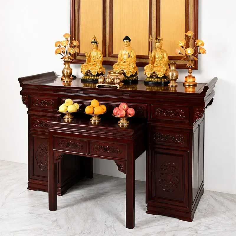 Hedgehog Red Sandalwood Solid Wood Shrine Table Household Buddha Altar Incense Holder Gongtai Baxian Display Stand for Home