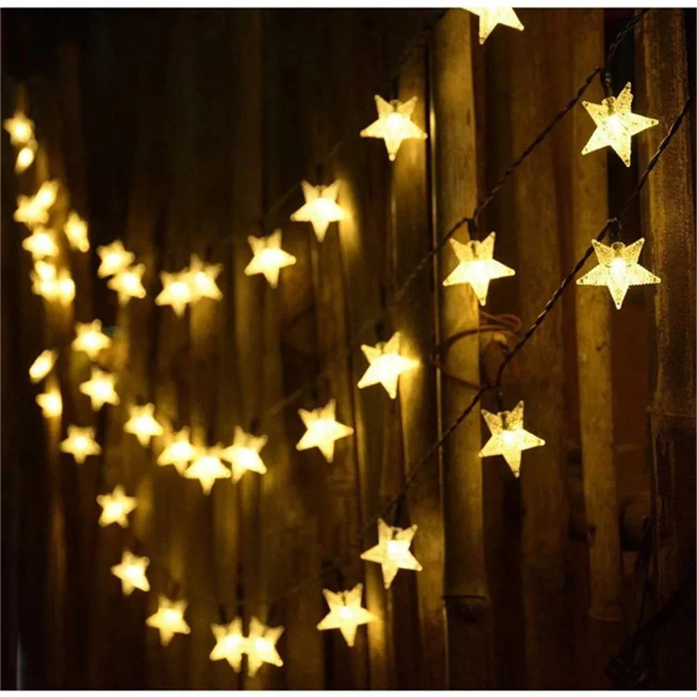 Star Garlands String Light Outdoor Fairy Lights Solar Lamps 50 Led for Garden Waterproof Outdoor Lighting Home Yard Christmas