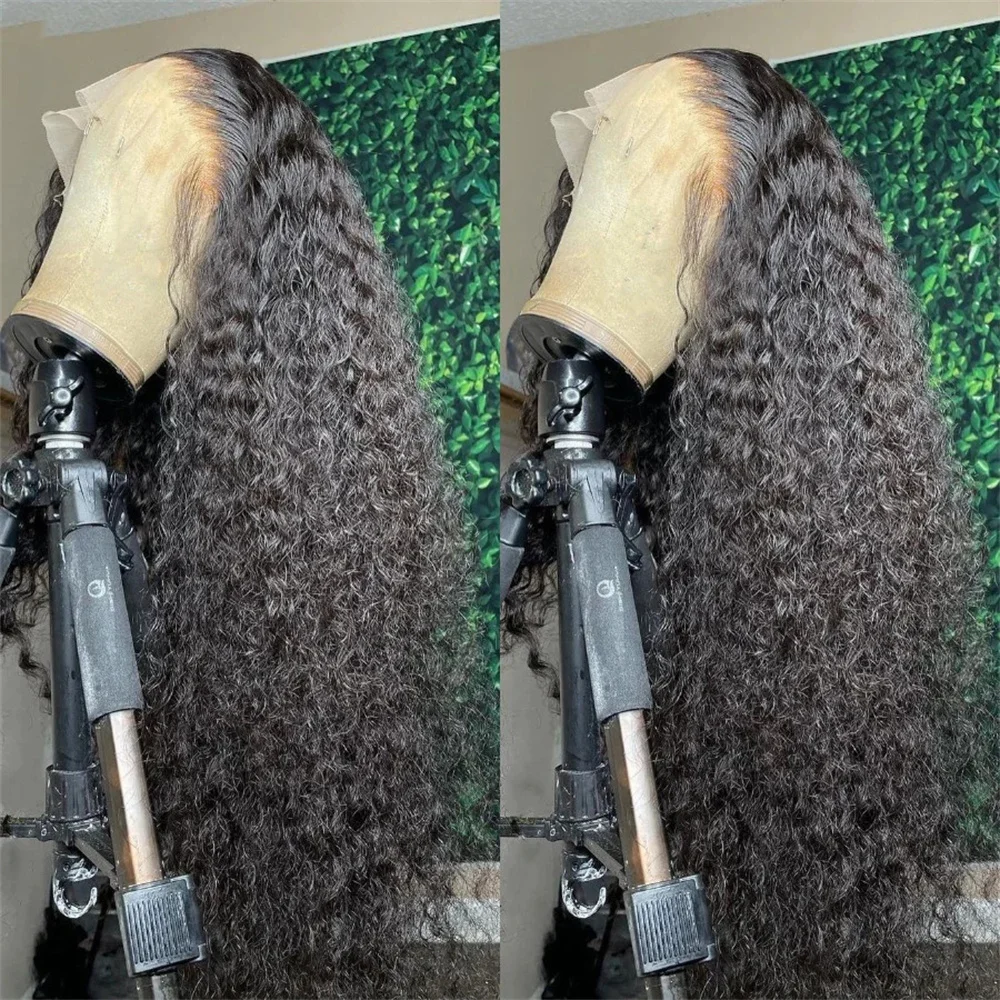 Peruca de cabelo humano frontal transparente para mulheres, perucas encaracoladas de água, 200% brasileiras, onda profunda solta, peruca sem cola, HD, 13x6, 40"