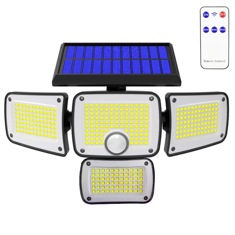 Lampe solaire d'extérieur à 280LED avec détecteur de mouvement, super lumineuse, étanche, 3 modes de fonctionnement, budgétaire solaire pour jardin et cour, nouveau, 2023