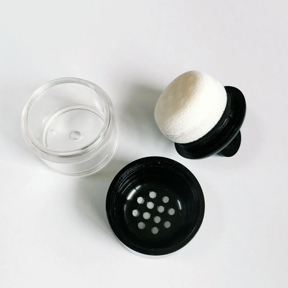 

2Pcs Compact Makeup Powder Case with Built-In Puff Mushroom Loose Powder Container