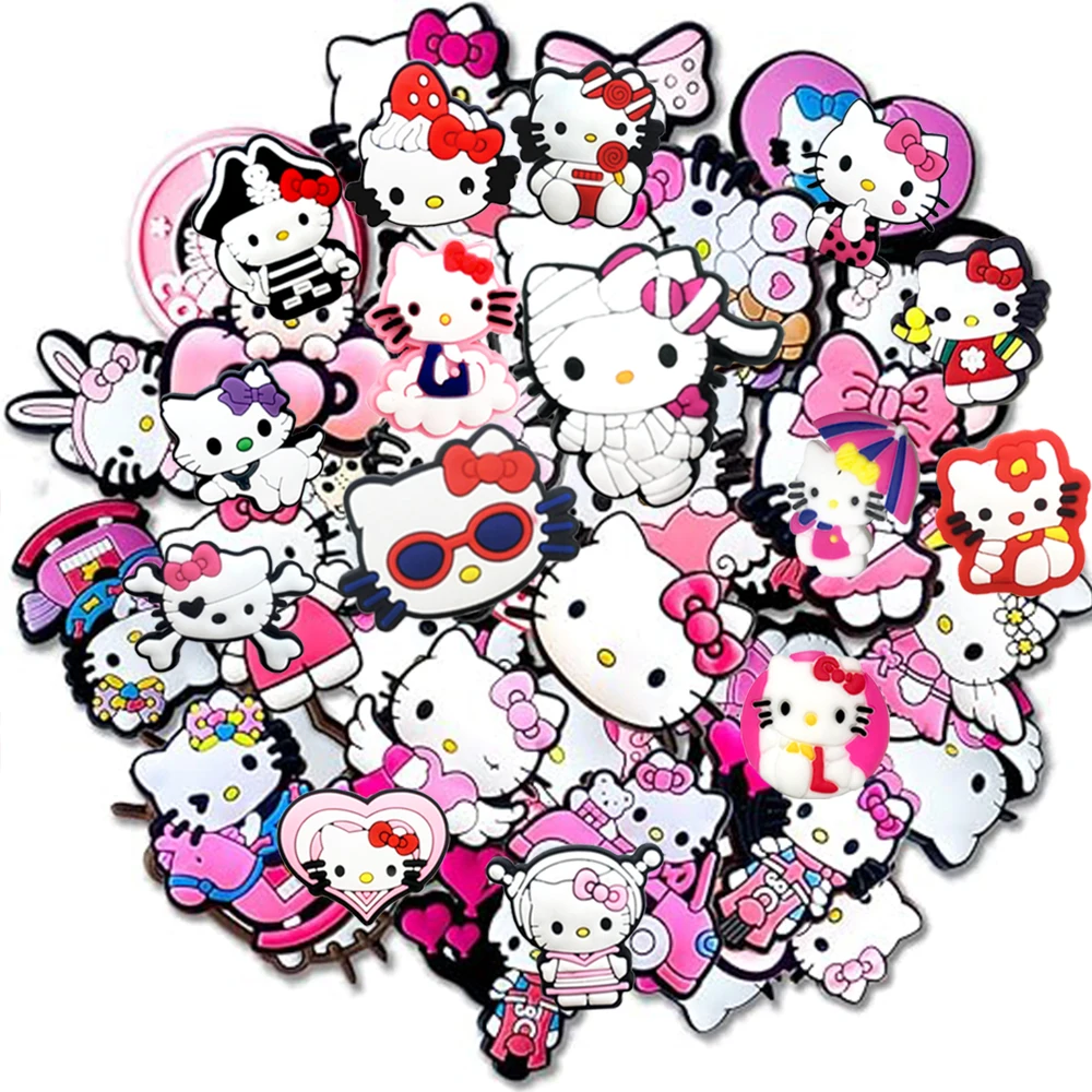 Random 10-30Pcs MINISO Kitty Series Shoe Charms For Sandals Premium Quality PVC Shoe DIY Decorations Accessories Christmas Gift