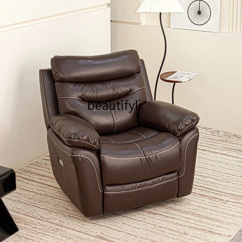 C Genuine Leather First Class Sofa Simple Modern Electric Multifunctional Living Room Single Home Leisure Lazy Recliner