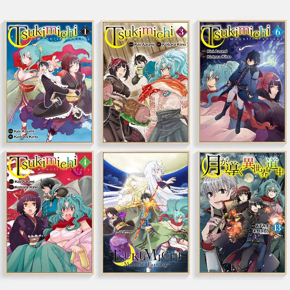 Tsukimichi Moonlit F-Fantasy ملصقات كلاسيكية عتيقة لتزيين اللوحة جدار الفن ورق الكرافت الأبيض ديكور غرفة Kawaii