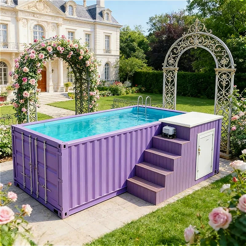 Large capacity container pool 20ft waterproof anti rust outdoor swimming container for family villa garden recreation Customized