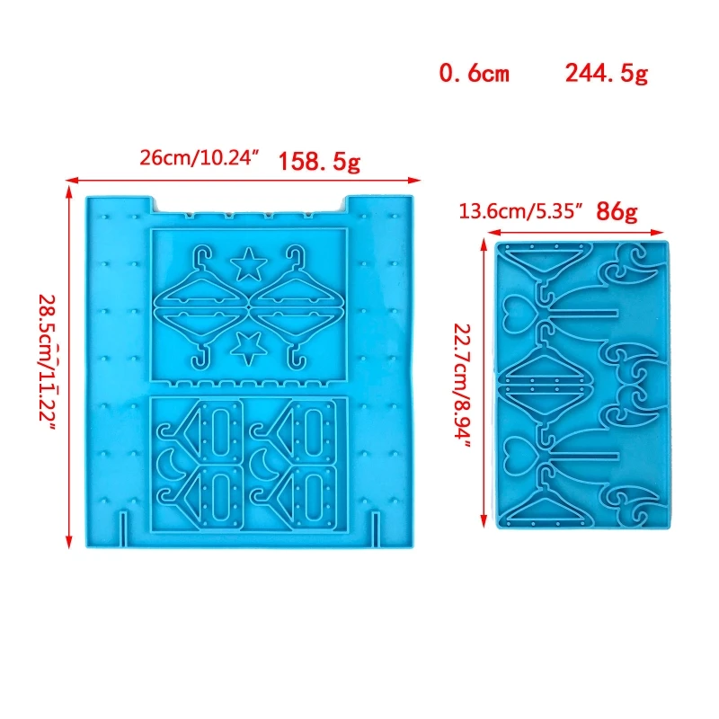 2 pezzi orecchini stand stampi gancio porta gioielli a forma stampo in silicone resina colata orecchini stampi per