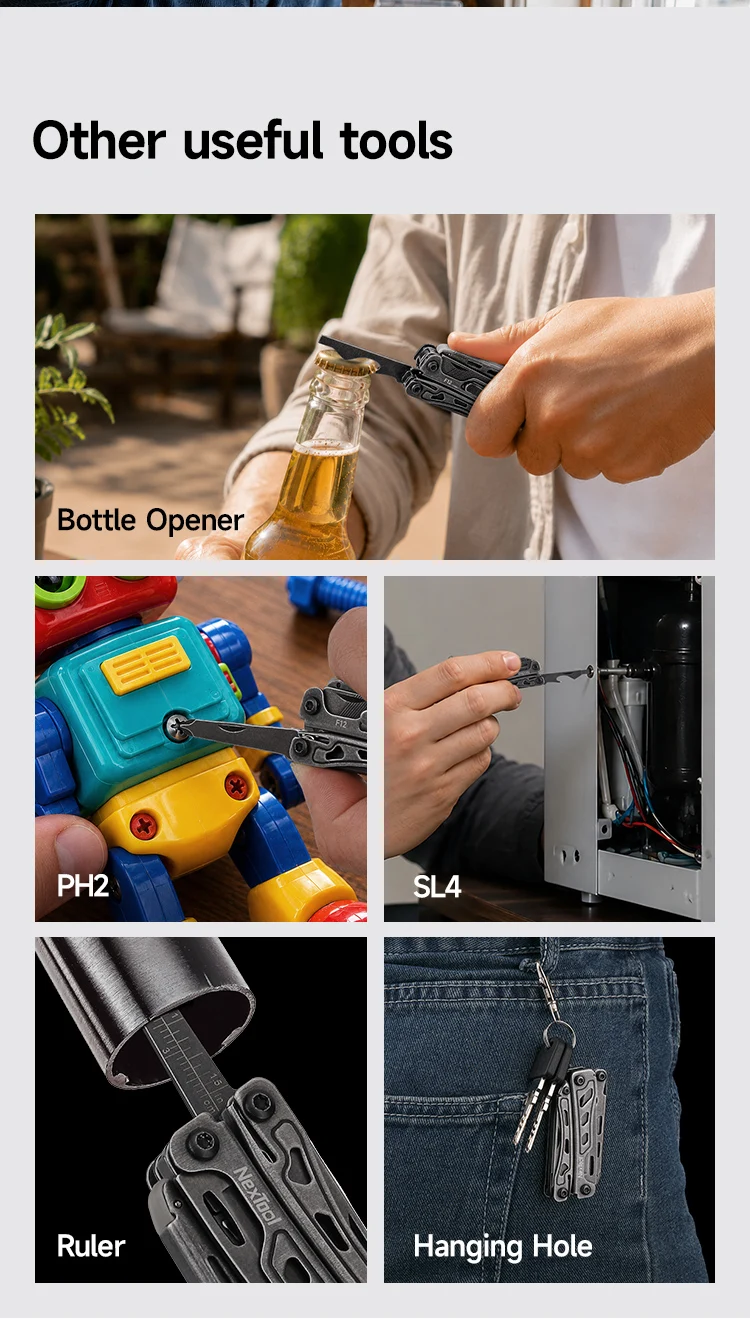 NexTool Mini Flagship F12 Multifunktionswerkzeug 13-in-1 Faltbares EDC Schlüsselanhänger-Multitool Schraubendreher Zange Feile Lineal Outdoor-Werkzeuge – Detail 33