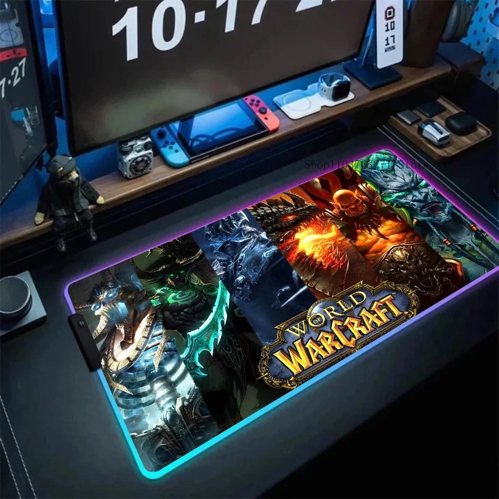 

W-World O-of W-Warcraft Mousepad XXL RGB Gaming Mouse Pads HD Black Gamer Accessories Large LED