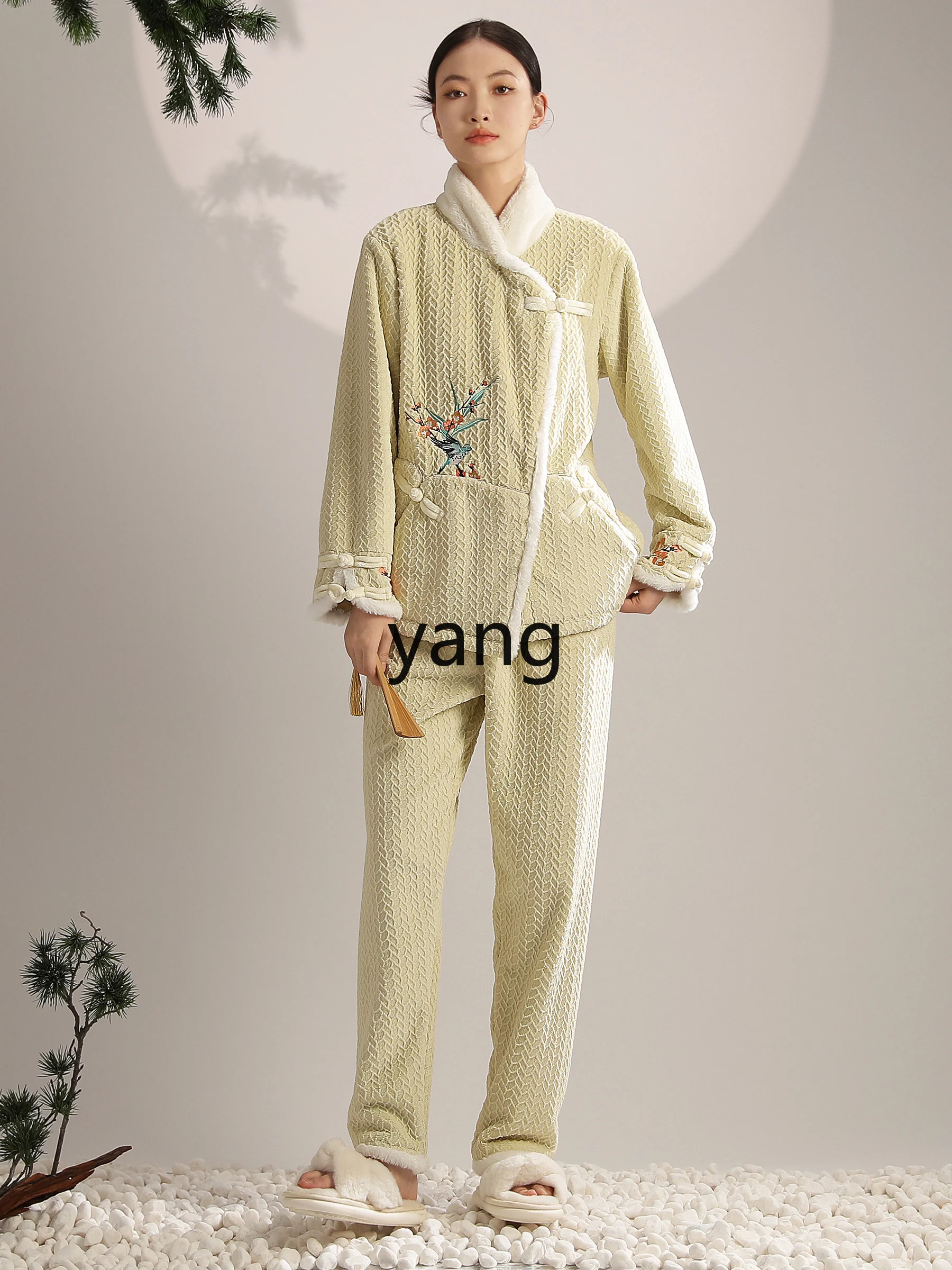 LMM warm premium pajamas women's autumn and winter fleece thickened loungewear set