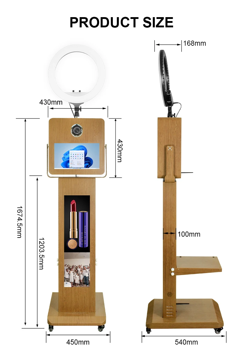 15.6-Inch touchscreen photo booth with built-in mini computer camera photo booth