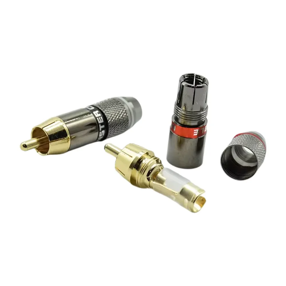 2pcs/Red & Black Gold Plated RCA Male Banana Plug Audio Adapter  Speaker Phono Plug Wire Connector Jack Quality Sound