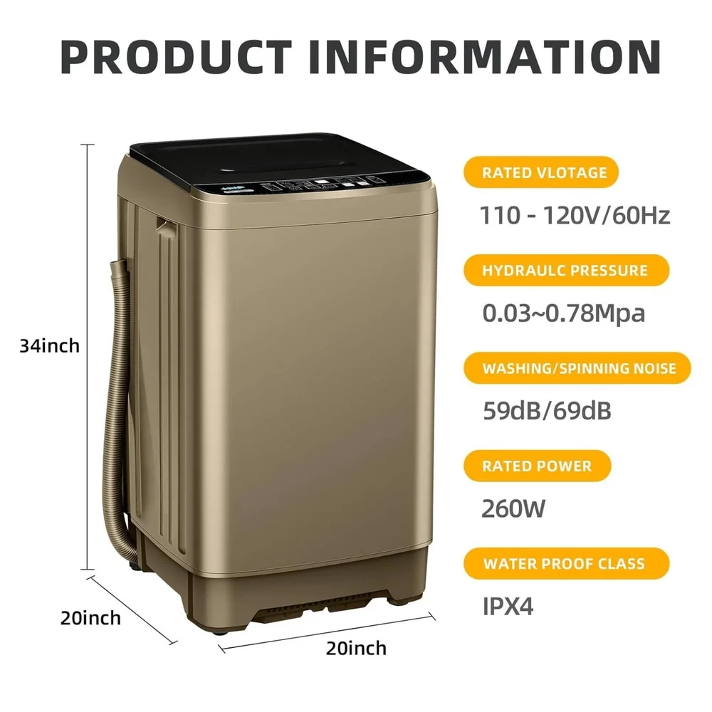 전자동 상부 투입식 세탁기 8kg 휴대용 세탁기 10가지 프로그램 8단계 물량 조절 소형 디자인 세탁 솔루션
