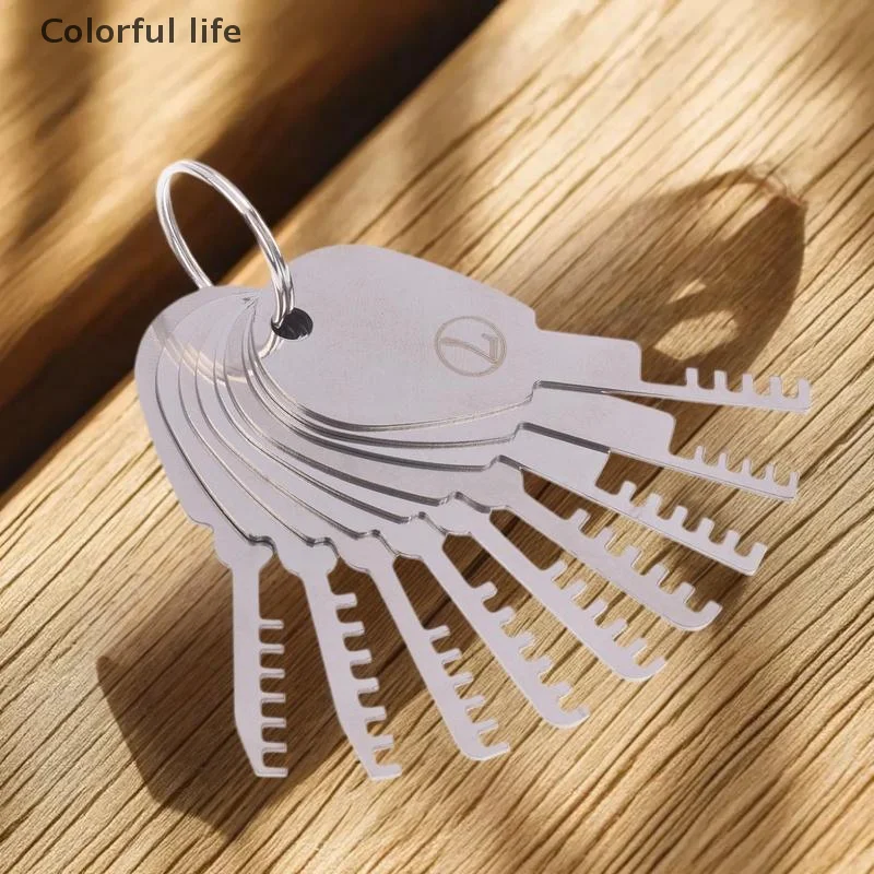 Um conjunto de ferramentas de reparo de fechadura HUK de aço inoxidável com 9 funções múltiplas e chave em branco