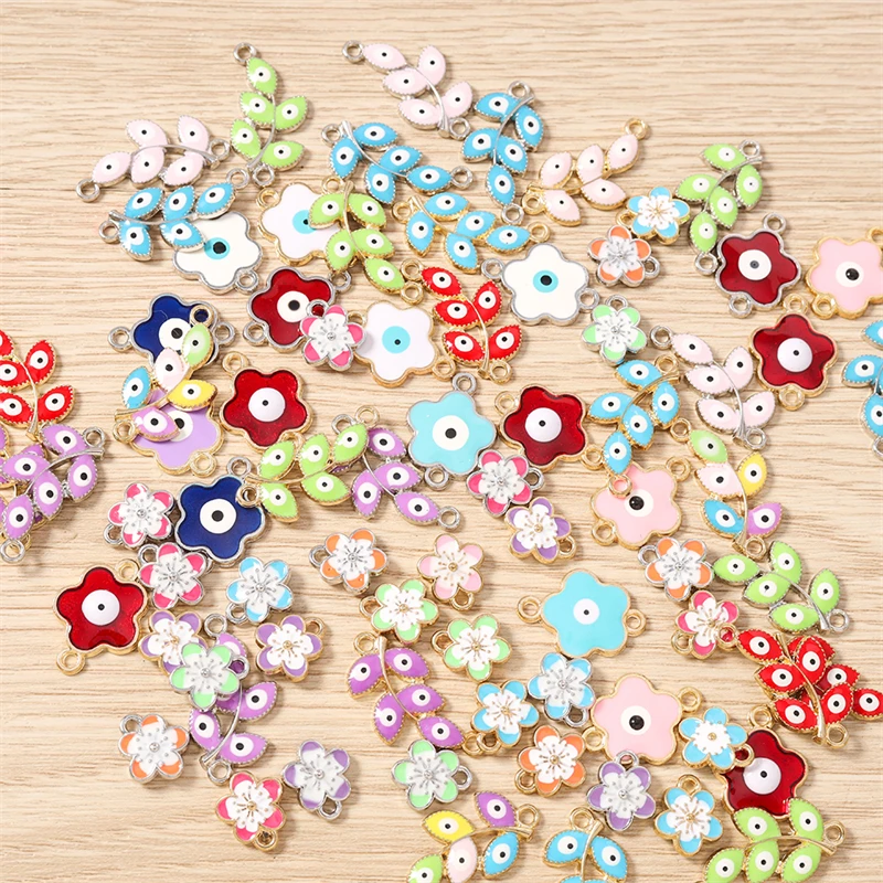 

10pcs Mix Plant Charms Enamel Flower Tree Leaf Charms Connectors for Jewelry Making Earrings Necklaces Bracelets DIY Crafts Gift