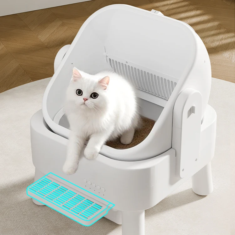 

OEM/ODM Super Large 80L Open-Top Automatic Cat Bedpan Box UV Light Pufification Smart App Control Easy Clean Toilet for Cats