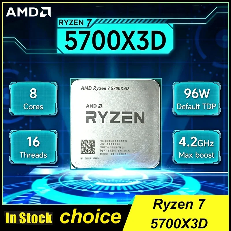AMD 벌크 CPU 라이젠 7 5700X3D 8코어 16스레드 3GHz 기본 속도 최대 4.1GHz 105W 라이젠 5000 시리즈 AM4 DDR4 (X570 B550 마더보드용) 썸네일 2