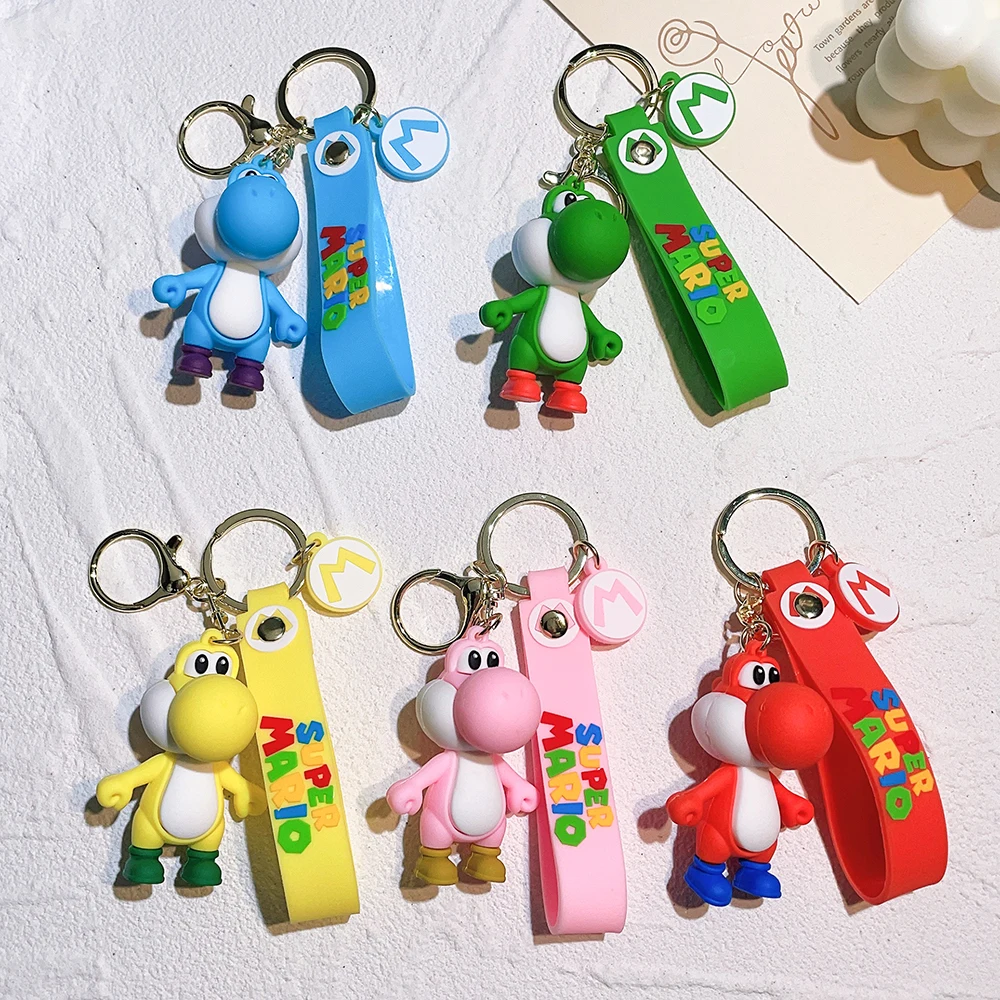 Porte-clés Super Mario Bros, figurine d'anime Toad Yoshi, décoration de voiture, pendentif pour sac à dos, accessoires pour enfants
