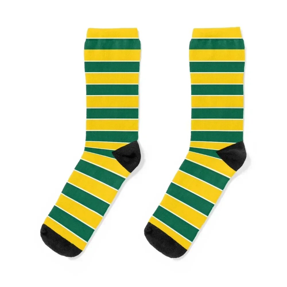 

GREEN BAY Green and Yellow Striped Socks funny gifts cartoon golf anime Woman Socks Men's