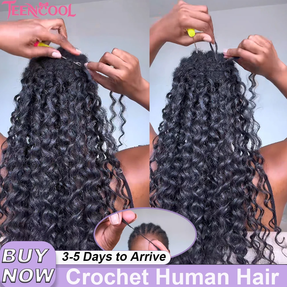 

12A Small Spirals Burmese Curly Crochet Human Hair 30 Inches Knotless Pre-Separated Natural Black Kinky Straight Kinky Curly Human Hair Wigs