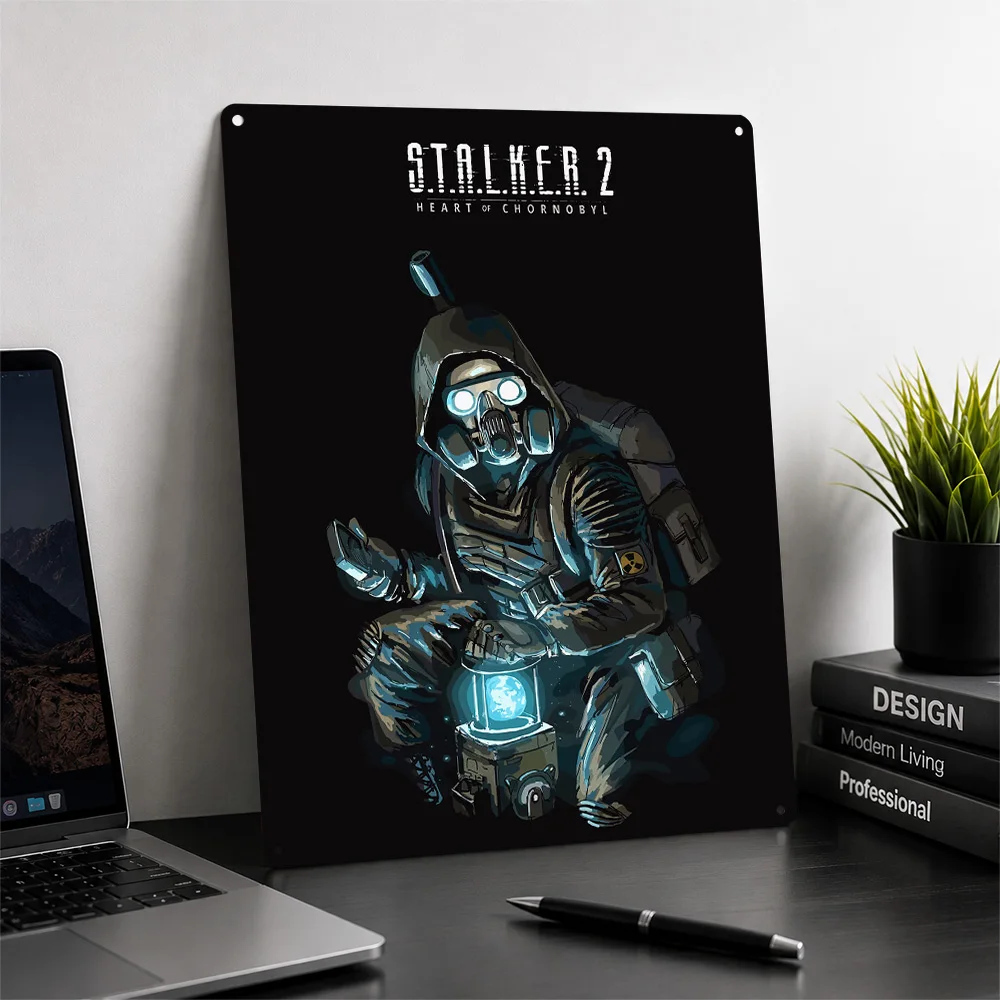 STALKER 2 Poster Fantasy Wall Art Personalized Vintage Metal Sign for Gaming Room Bedroom Man Cave Home Decor Gamer Gift Plaque